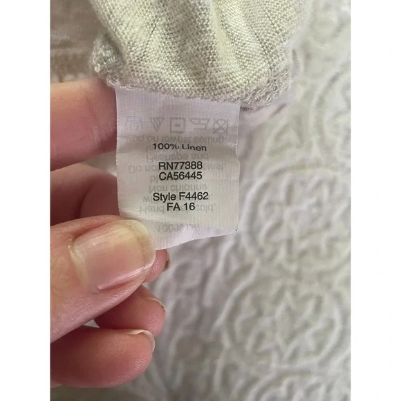 Madewell 100%Linen Peplum Side Ruffle Top Oatmeal Beige Short Sleeve T L - Picture 8 of 8